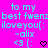 Pixelated cyan text on bright pink background with heart symbols and repeated phrases.