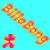 A static pixelated icon featuring a twisted, colorful stick figure with multiple limbs and a smaller cross-shaped figure below it on a solid cyan background.