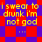 Yellow text on red and blue checkered background with three repeated phrases and ellipses.