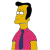 Pixelated character with yellow skin, black hair styled upward, wearing a pink shirt and dark blue tie against white background.