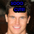 Pixelated image of a person with short brown hair wearing two blue digital text overlays reading '3000' and 'CURE' on black backgrounds.