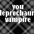 Pixelated black-and-white image with white text reading 'you leprechaun vampire thing you' over a repeating diamond-patterned background.