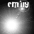Four grayscale display a bright light source with the text 'emily' above it, showing sequential changes in light intensity and position
