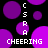 Pixelated icon with black background, purple circles, and white text reading 'CHEERING' and 'CSRA' vertically.