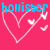 Animated pink background with repeated heart outlines and white birds, text changes from 'hollister' to 'hollister is love' across frames.