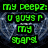 Pixelated text messages in green, purple, pink, cyan, and red on a dark blue patterned background with no visible animation changes.
