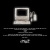 Pixelated grayscale icon of a vintage desktop computer with monitor, keyboard, and mouse on a black background.