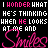Black background with repeated pink and white text reading "I WONDER WHAT HE'S THINKING WHEN HE LOOKS AT ME AND" and large pink "Smiles" text in a cursive font.