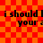 Pixelated text repeats across a red-orange checkered background with no visible animation changes.
