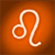 Static pixelated icon of a white Leo zodiac symbol on an orange gradient background with subtle anti-aliasing and soft drop shadow effect.
