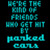 Pixelated cyan text on black background reads 'FRIENDS' above 'GET OUT', with 'porked' and 'com' below, all in blocky digital font.