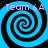 Four identical blue and black spiral patterns arranged in a with pink text reading "Team 6A" above each spiral on a black background