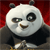 Pixelated cartoon panda with white face, black ears, and black eye patches, wearing dark clothing against a red background.
