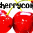 Two red cherries with yellow stems and green leaves above black text reading 'cherry.com' on a white background.
