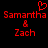 Red pixelated text on black background displays 'Samartha & Zach' with a heart symbol above Samartha, two identical versions side-by-side.