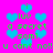 A static pixel art image with a bright pink background, blue heart shapes scattered throughout, and green text reading "i luv a secret soml u cant no!!" in multiple locations.
