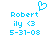 Pixelated blue text and symbols on white background: 'Robert', 'ily <3', '5-31-08' with a heart symbol above the name.