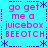 Pixelated text on cyan background with blue dotted borders and star motifs, repeating 'go get me a juicebox BEEOTCH' in pink and purple hues.