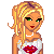 Pixel art contact sheet showing multiple frames of a cartoon woman with blonde hair, red lips, and a white dress holding a bag, alongside partial views of legs in blue jeans with red patterns and a gray background.
