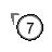 A static pixel art icon features a white circle with black border containing the number 7, next to a gray and white arrow pointing left on light gray background.