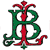 Pixelated static icon featuring intertwined green and red stylized letters with decorative flourishes on a white background.
