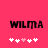 Pixelated text 'WILMA' in black on bright pink background with five white and light pink star icons below.