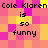 Pixelated text repeats 'Cole Klaren is so funny' across a of pink, yellow, and orange squares with no visible animation changes