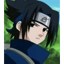 Anime-style character with black hair and silver headband, wearing dark blue clothing against green background.