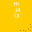 Yellow background with white text 'Hc', 'jd', '<3' repeated in four quadrants and scattered brown dots moving across the frame.