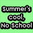 Six distinct summer-themed pixel art with text overlays on solid backgrounds, one featuring a beach scene