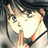 Pixelated static image of a stylized character with light skin, dark hair, and a white garment against a dark background with light accents.