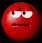 A 5x5 contact sheet of red spherical cartoon faces with varying expressions and eye positions across sampled animation frames.