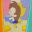 A pixelated cartoon character with brown hair and blue clothing sits on a yellow chair, shifting poses