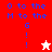 Pixelated text and star icons on red, white, and pink backgrounds with blue lettering.