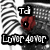 Two side-by-side pixelated images of a character with striped sleeves, one with a red circular object and the other with a cyan circular object, both labeled 'Taj' and 'Lotor 4040' in blocky text.