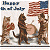 Static 50x50 pixel buddy icon featuring three cartoon dogs holding an American flag with "Happy Fourth of July" text above, rendered in low-resolution pixel art style on a white background.