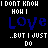 Pixelated text animation on black background with blue and white lettering, stars appearing in sequence across repeated lines of 'I DON'T KNOW HOW I LOVE ...BUT I JUST DO'