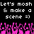 Pixelated text reads "Let's mosh Let's mosh & make a scene =)" above pink and purple pixelated hands raised in motion.
