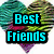 Animated icon with heart-shaped yarn background, 'Best Friends' text, and a hand drawing a star in sand.