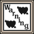 Animated contact sheet of a pixel art icon showing text progression, character body parts, and facial expressions across 12 frames with alternating black-and-white checkerboard backgrounds.