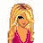 Pixelated image of a woman with long blonde hair wearing a pink top on the left, next to white text reading 'Ashley' on a solid pink background.