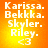 Four identical orange-yellow gradient display white text listing names and a heart symbol, arranged in a with no visible animation changes