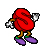 Red S-shaped character with white hands, purple shoes, and brown legs in various walking and gesturing poses against gray background.