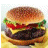A 2x2 contact sheet of four food items and text: a cheeseburger, French fries in a red container with yellow M logo, a pink milkshake with two straws, and the phrase "Am I Making You Hungry" on white background.