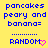 Yellow background with blue pixelated text reading 'pancakes peary and banana=' followed by a dotted line and 'RANDOM' ending in a pink heart symbol.