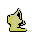 Six pixelated yellow and black boot icons arranged in two on a gray background, each showing different angles of the same footwear