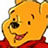 A pixelated Winnie the Pooh character in red clothing appears on a cyan background with pink text fragments.