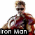Animated Iron Man icon with red and gold armor, sunglasses, and text labels 'Iron Man' and 'Iron Man 2' across different frames.