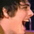 Pixelated image of a person with brown hair and open mouth on left, cyan text blocks on black background reading 'mommy frank stole m-m-myy' and 'COOKIES!!'