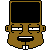 Pixel art head with brown skin, white teeth, and closed eyes; forehead displays changing pixel scenes including Homer Simpson, a blue screen, and 'BLINK TV' text.